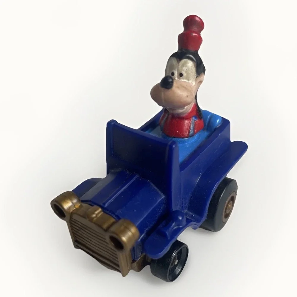Vintage Disney Goofy Pull Back Car 1988 Blue McDonald's Collectible Toy‎ Works